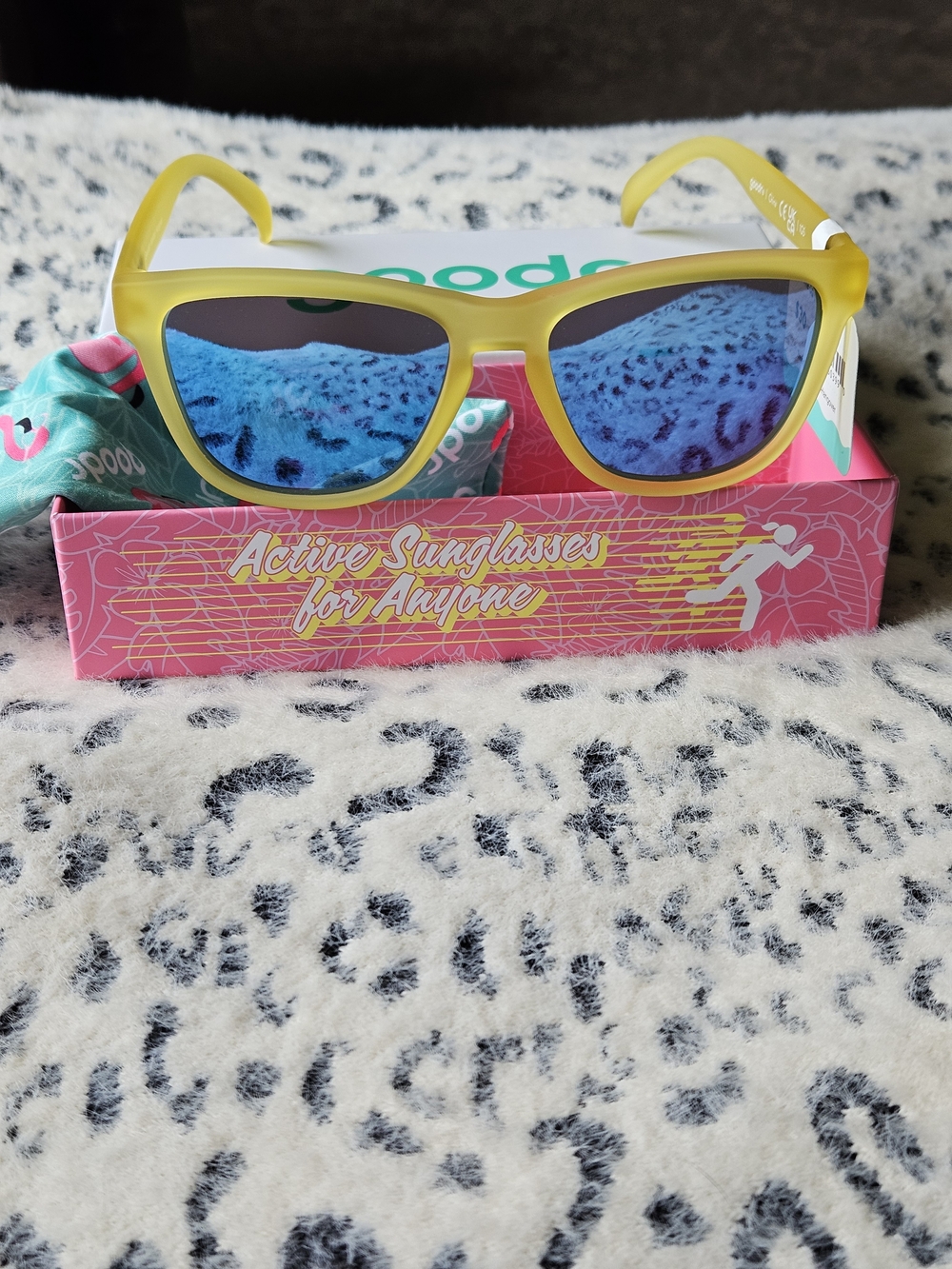 Yellow Frame Sunglasses with Blue Mirror Lenses. "Swedish Meatball Hangover"